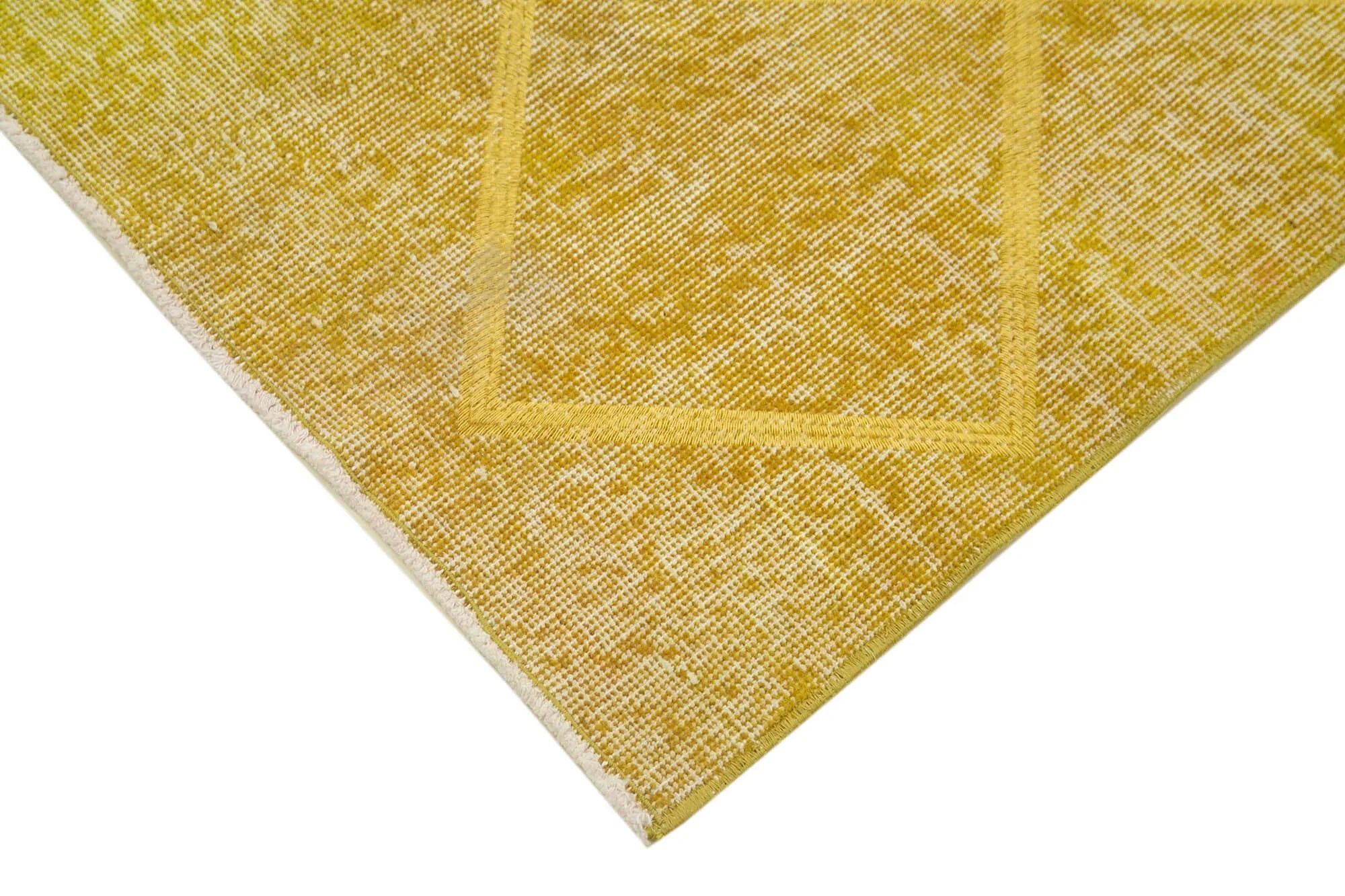 Geometric Carpet Sarı Geometrik Pamuk Yün El Dokuma Halısı 85x293 Agacan