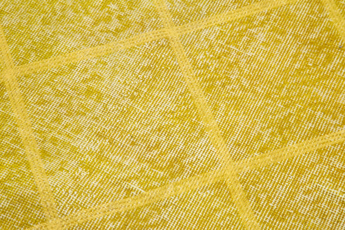 Geometric Carpet Sarı Geometrik Pamuk Yün El Dokuma Halısı 85x293 Agacan