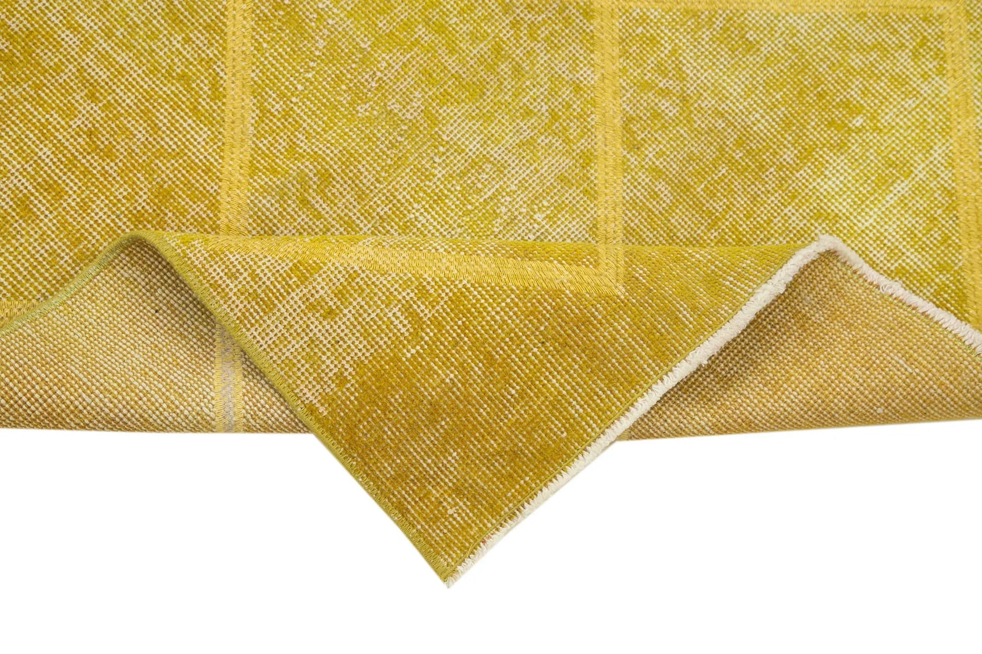 Geometric Carpet Sarı Geometrik Pamuk Yün El Dokuma Halısı 85x293 Agacan