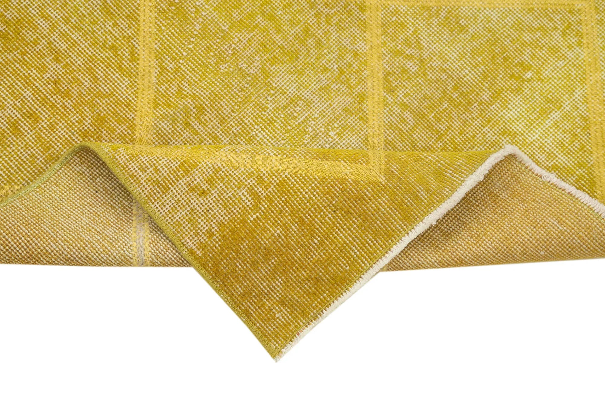 Geometric Carpet Sarı Geometrik Pamuk Yün El Dokuma Halısı 85x293 Agacan