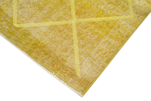 Geometric Carpet Sarı Geometrik Pamuk Yün El Dokuma Halısı 90x316 Agacan