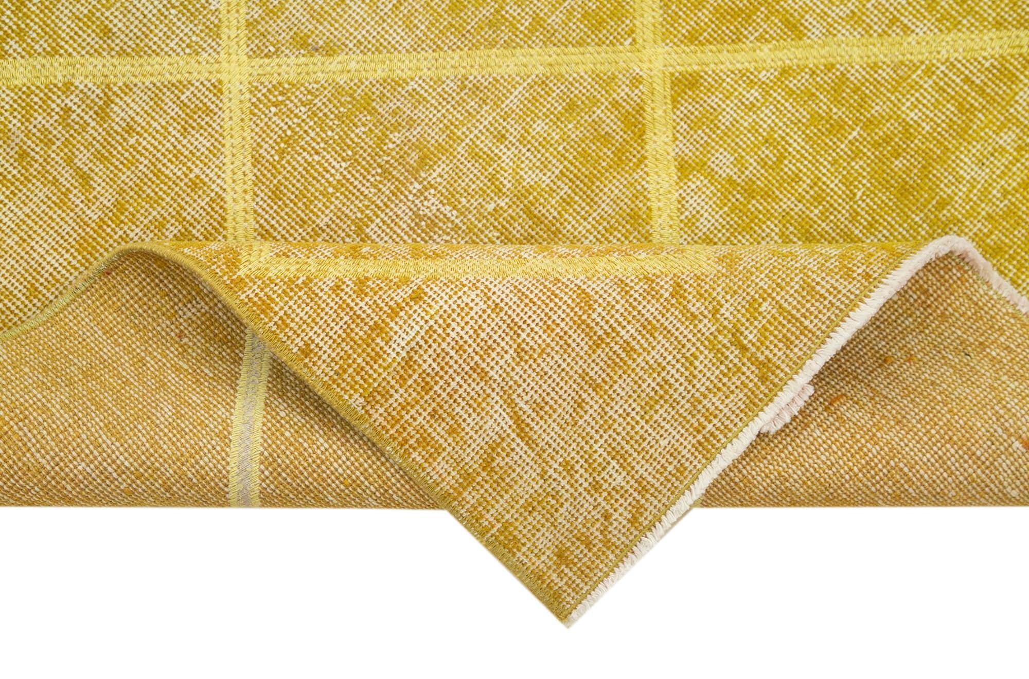 Geometric Carpet Sarı Geometrik Pamuk Yün El Dokuma Halısı 90x316 Agacan
