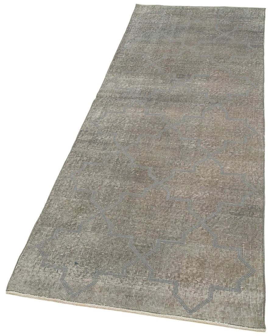 Geometric Carpet Gri Geometrik Pamuk Yün El Dokuma Halısı 83x242 Agacan