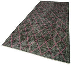 Geometric Carpet Siyah Geometrik Pamuk Yün El Dokuma Halısı 145x384 Agacan