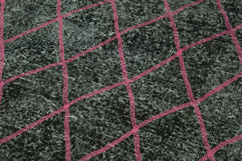 Geometric Carpet Siyah Geometrik Pamuk Yün El Dokuma Halısı 145x384 Agacan