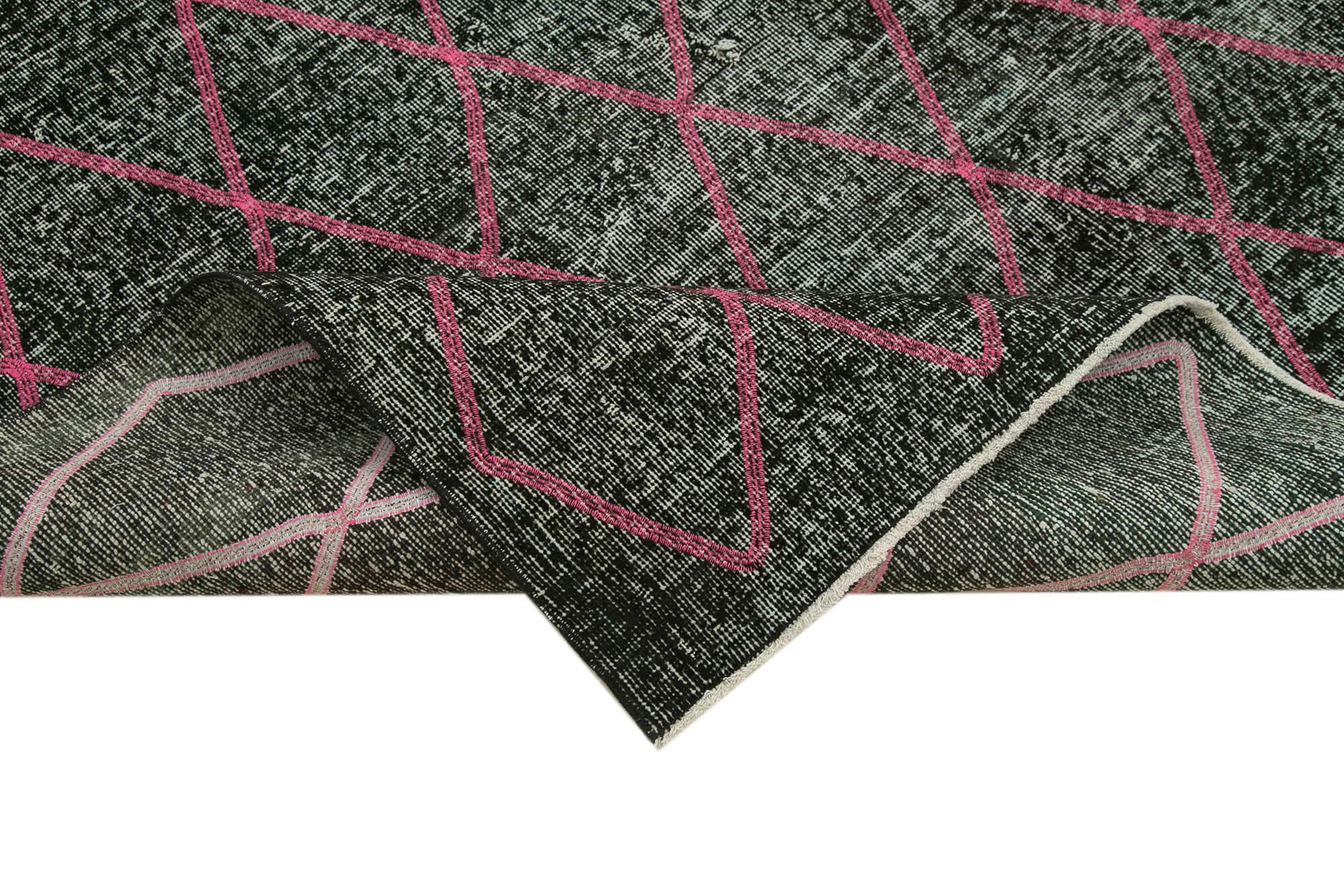 Geometric Carpet Siyah Geometrik Pamuk Yün El Dokuma Halısı 145x384 Agacan