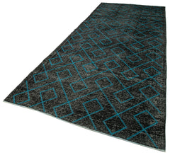 Geometric Carpet Siyah Geometrik Pamuk Yün El Dokuma Halısı 147x400 Agacan