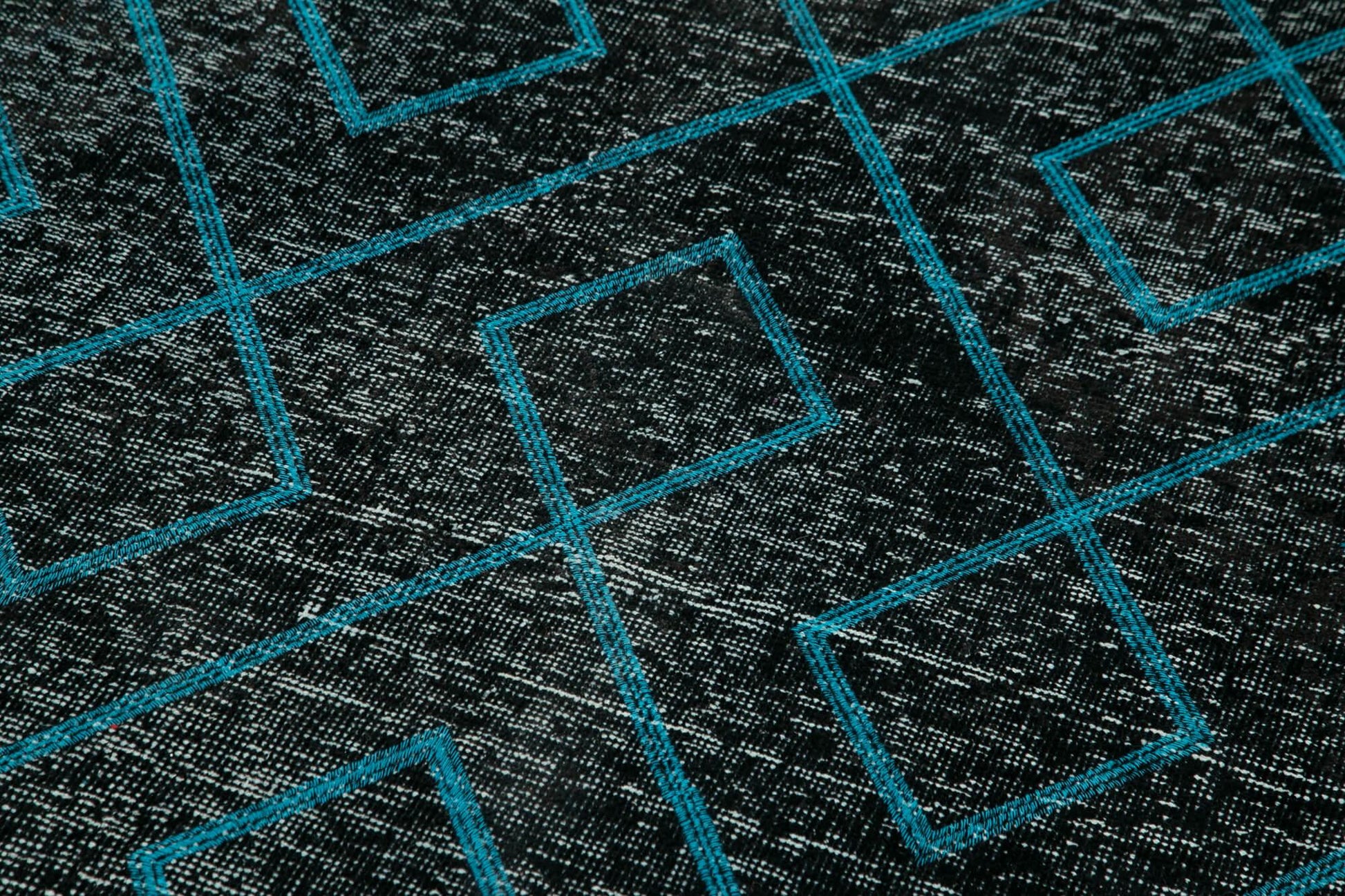 Geometric Carpet Siyah Geometrik Pamuk Yün El Dokuma Halısı 147x400 Agacan