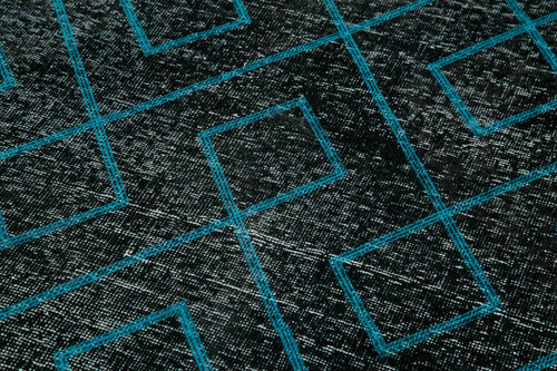 Geometric Carpet Siyah Geometrik Pamuk Yün El Dokuma Halısı 147x400 Agacan