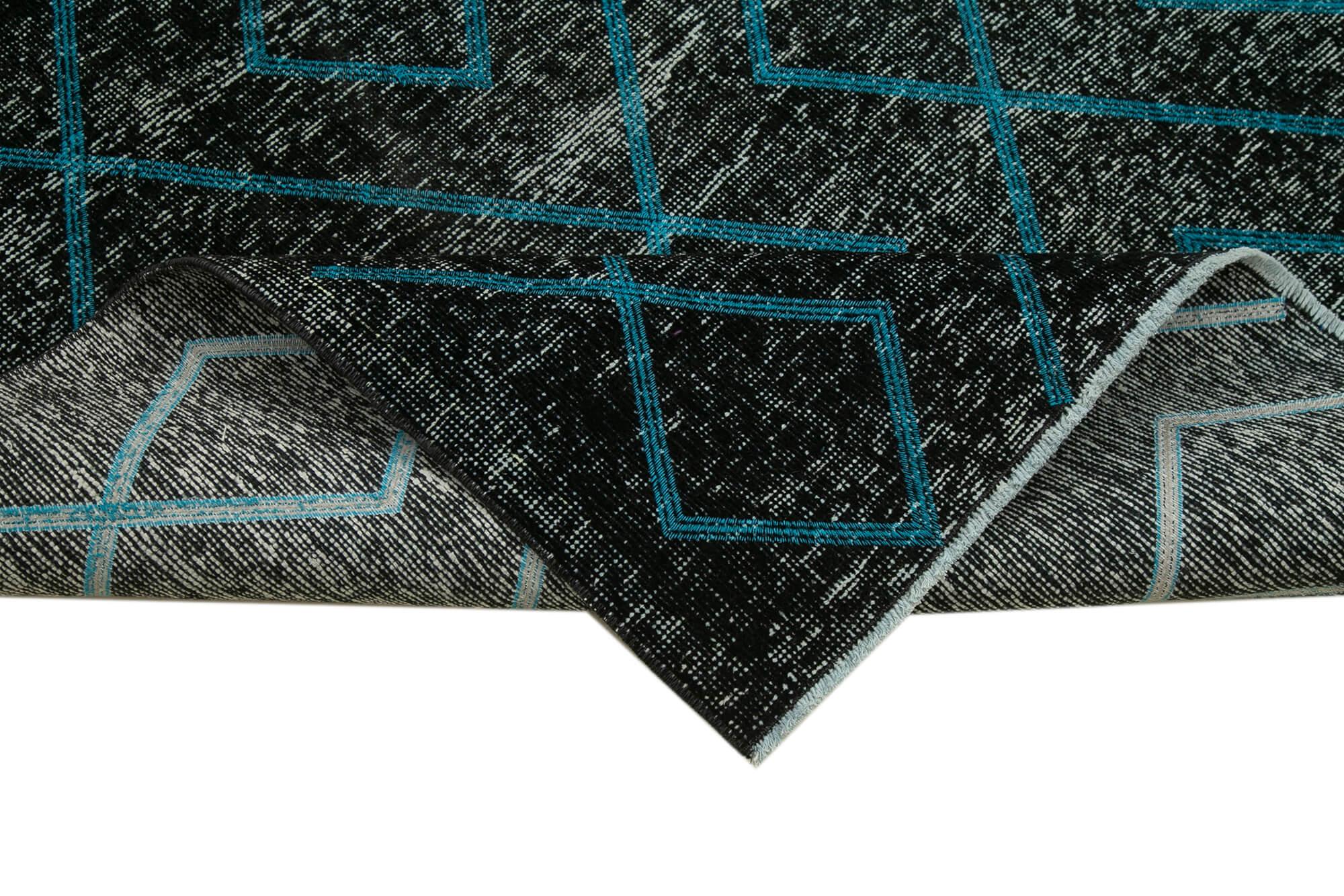 Geometric Carpet Siyah Geometrik Pamuk Yün El Dokuma Halısı 147x400 Agacan