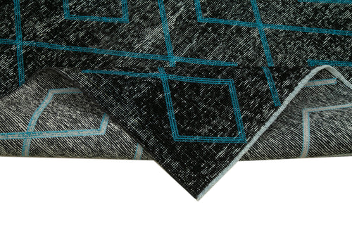 Geometric Carpet Siyah Geometrik Pamuk Yün El Dokuma Halısı 147x400 Agacan