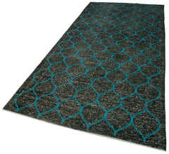 Geometric Carpet Siyah Geometrik Pamuk Yün El Dokuma Halısı 148x364 Agacan