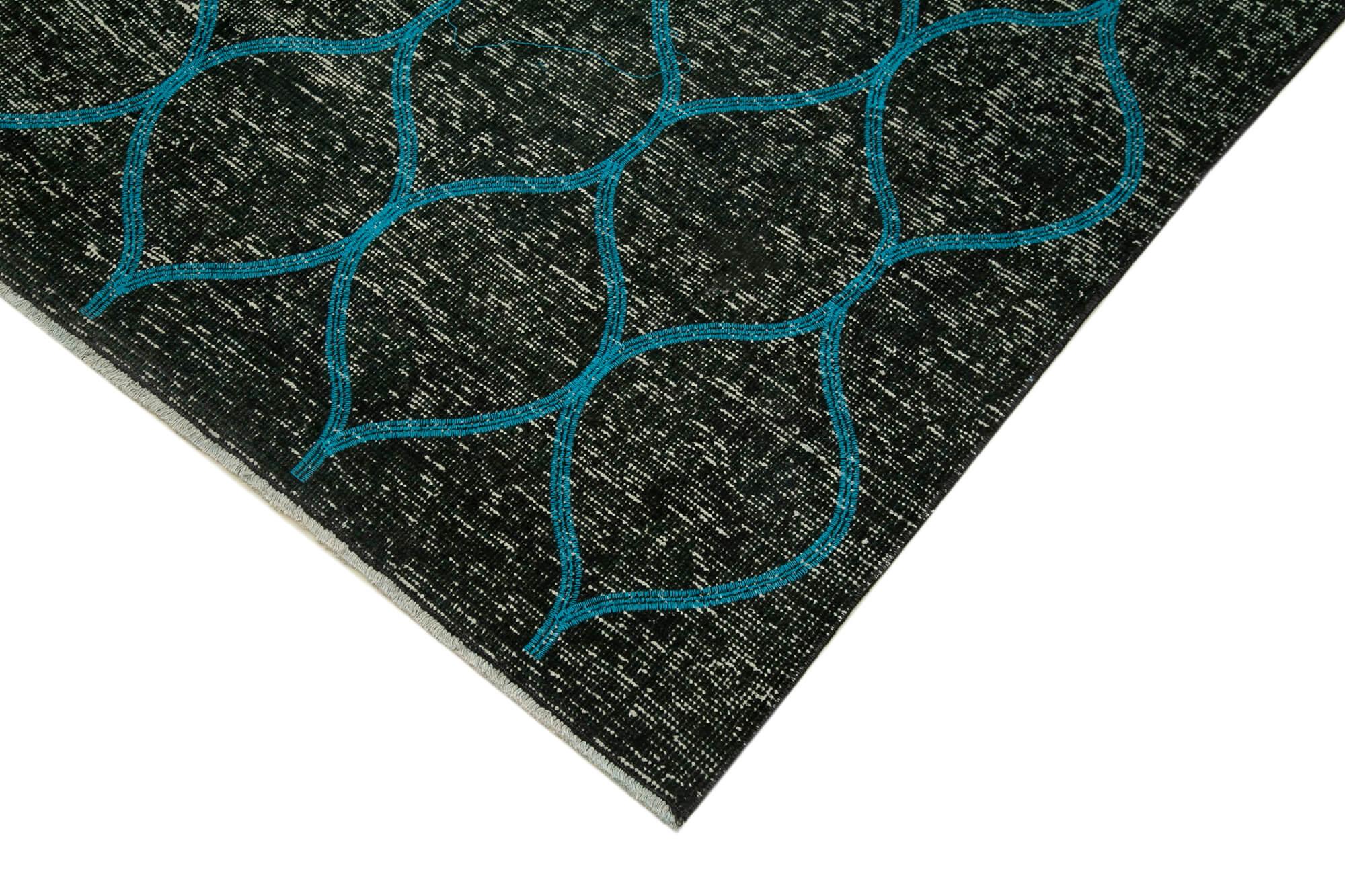 Geometric Carpet Siyah Geometrik Pamuk Yün El Dokuma Halısı 148x364 Agacan
