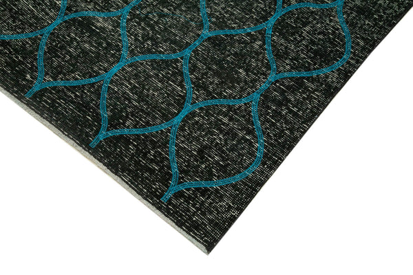 Geometric Carpet Siyah Geometrik Pamuk Yün El Dokuma Halısı 148x364 Agacan