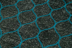 Geometric Carpet Siyah Geometrik Pamuk Yün El Dokuma Halısı 148x364 Agacan