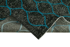 Geometric Carpet Siyah Geometrik Pamuk Yün El Dokuma Halısı 148x364 Agacan