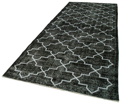 Geometric Carpet Siyah Geometrik Pamuk Yün El Dokuma Halısı 143x370 Agacan