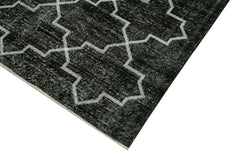 Geometric Carpet Siyah Geometrik Pamuk Yün El Dokuma Halısı 143x370 Agacan