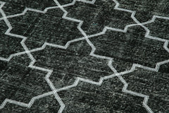 Geometric Carpet Siyah Geometrik Pamuk Yün El Dokuma Halısı 143x370 Agacan
