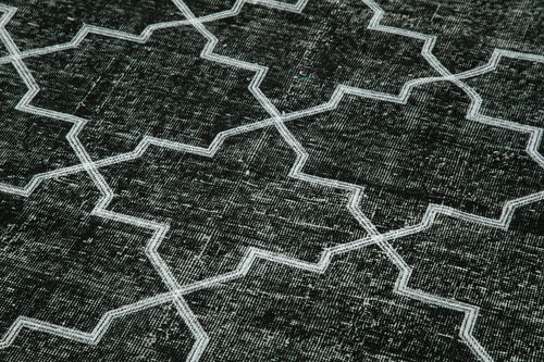 Geometric Carpet Siyah Geometrik Pamuk Yün El Dokuma Halısı 143x370 Agacan