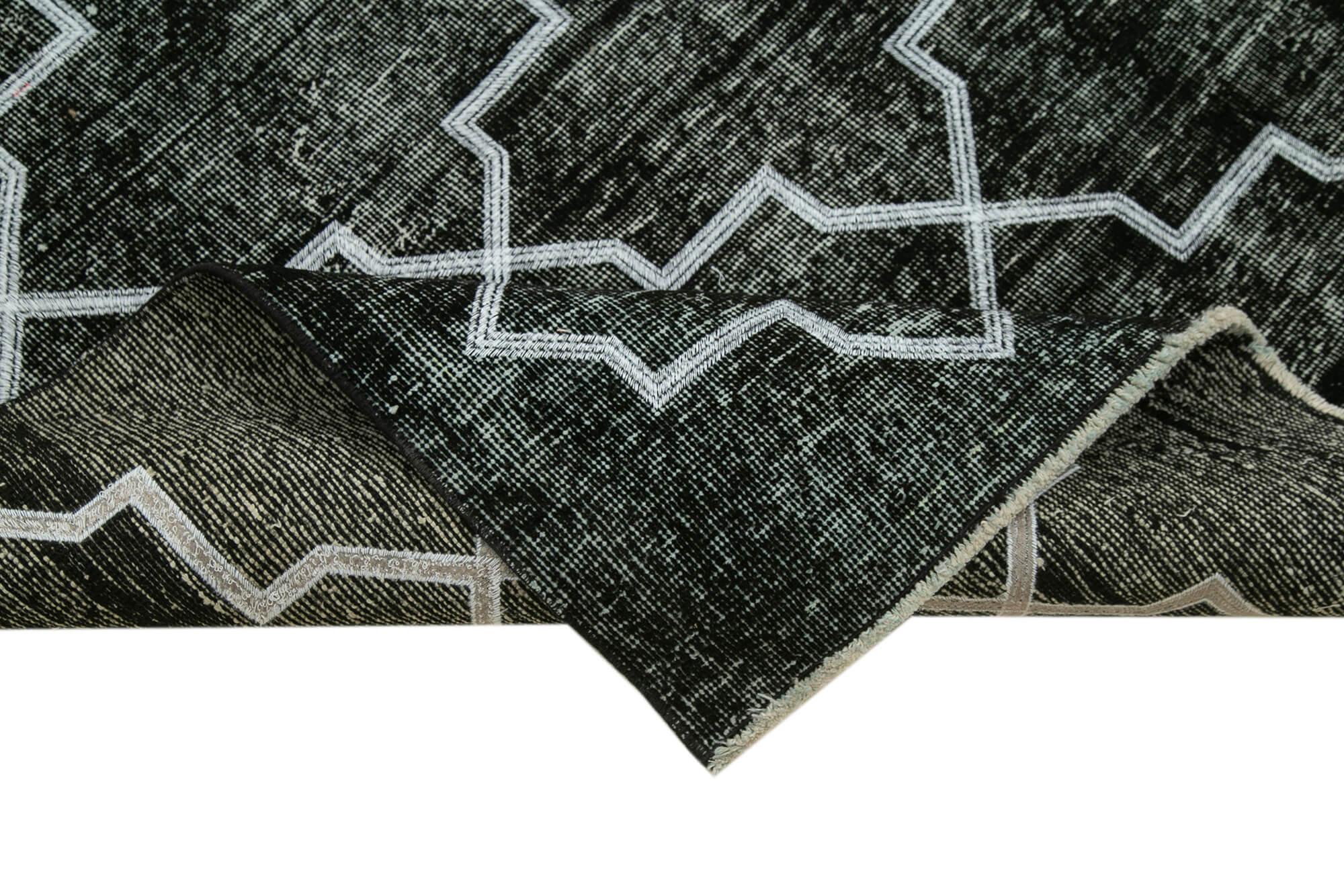 Geometric Carpet Siyah Geometrik Pamuk Yün El Dokuma Halısı 143x370 Agacan