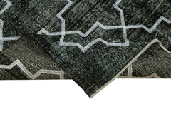 Geometric Carpet Siyah Geometrik Pamuk Yün El Dokuma Halısı 143x370 Agacan