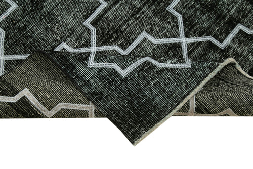 Geometric Carpet Siyah Geometrik Pamuk Yün El Dokuma Halısı 143x370 Agacan