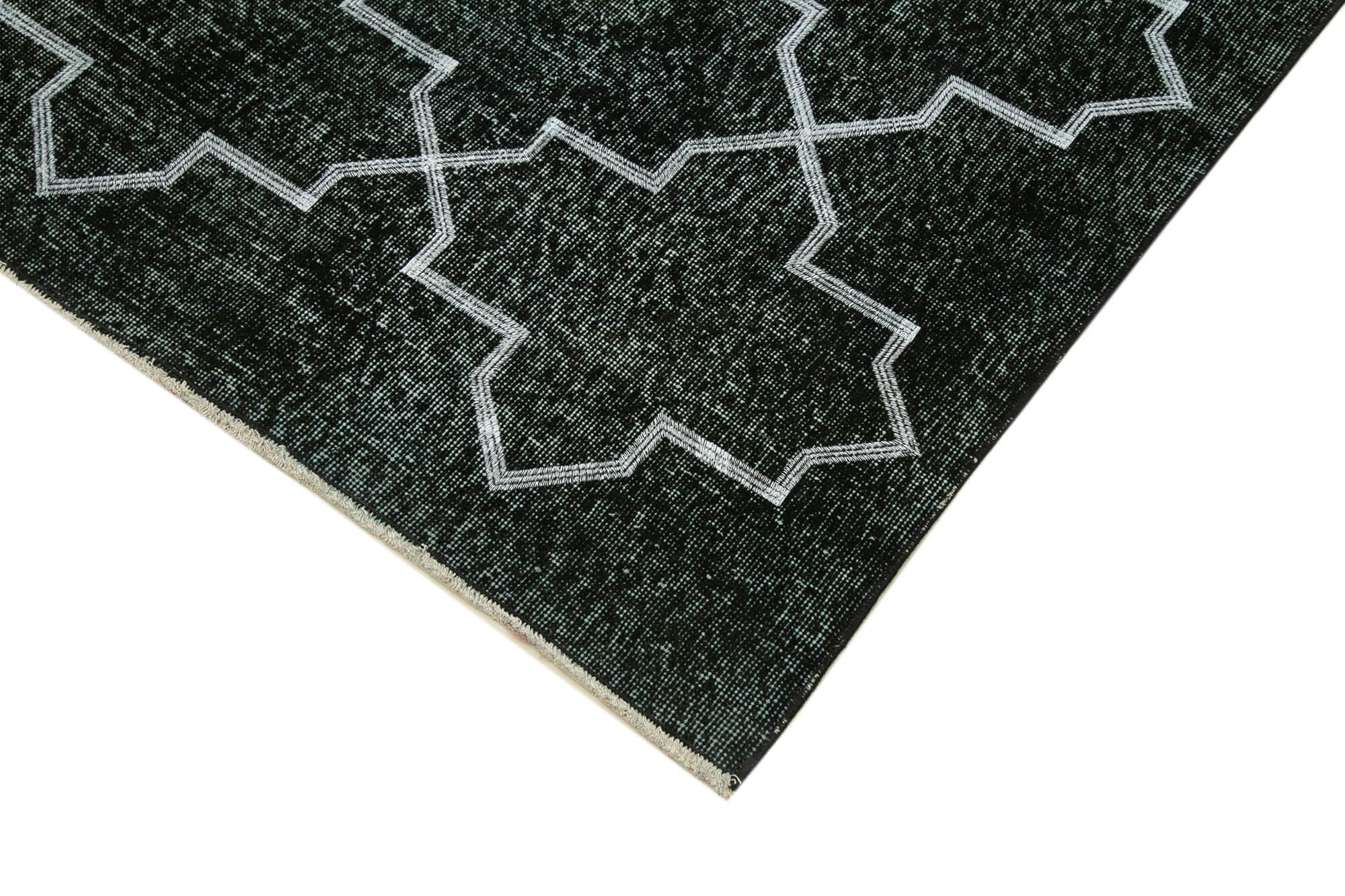 Geometric Carpet Siyah Geometrik Pamuk Yün El Dokuma Halısı 146x376 Agacan