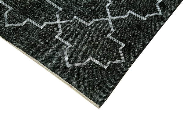 Geometric Carpet Siyah Geometrik Pamuk Yün El Dokuma Halısı 146x376 Agacan