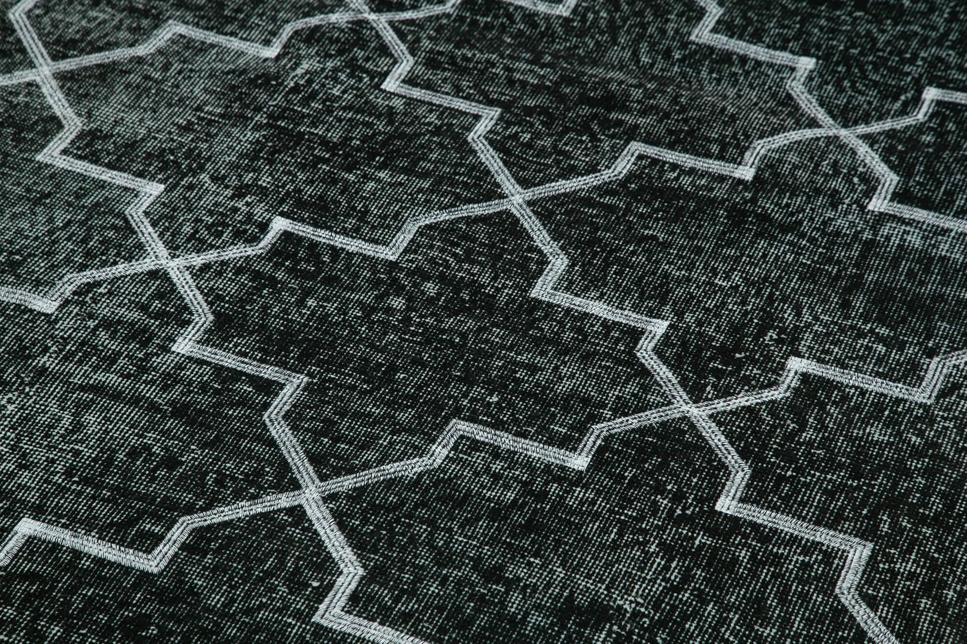 Geometric Carpet Siyah Geometrik Pamuk Yün El Dokuma Halısı 146x376 Agacan