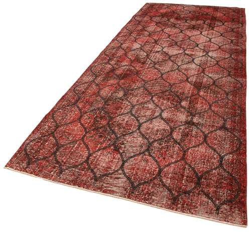 Geometric Carpet Kırmızı Geometrik Pamuk Yün El Dokuma Halısı 141x386 Agacan