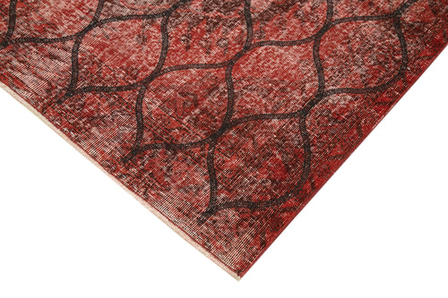 Geometric Carpet Kırmızı Geometrik Pamuk Yün El Dokuma Halısı 141x386 Agacan