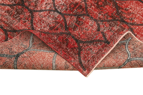 Geometric Carpet Kırmızı Geometrik Pamuk Yün El Dokuma Halısı 141x386 Agacan