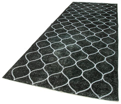 Geometric Carpet Siyah Geometrik Pamuk Yün El Dokuma Halısı 145x396 Agacan