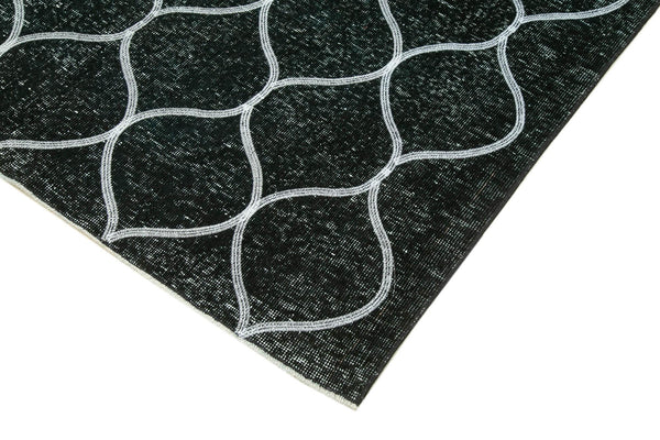 Geometric Carpet Siyah Geometrik Pamuk Yün El Dokuma Halısı 145x396 Agacan