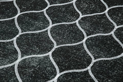 Geometric Carpet Siyah Geometrik Pamuk Yün El Dokuma Halısı 145x396 Agacan