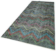 Geometric Carpet Siyah Geometrik Pamuk Yün El Dokuma Halısı 147x370 Agacan