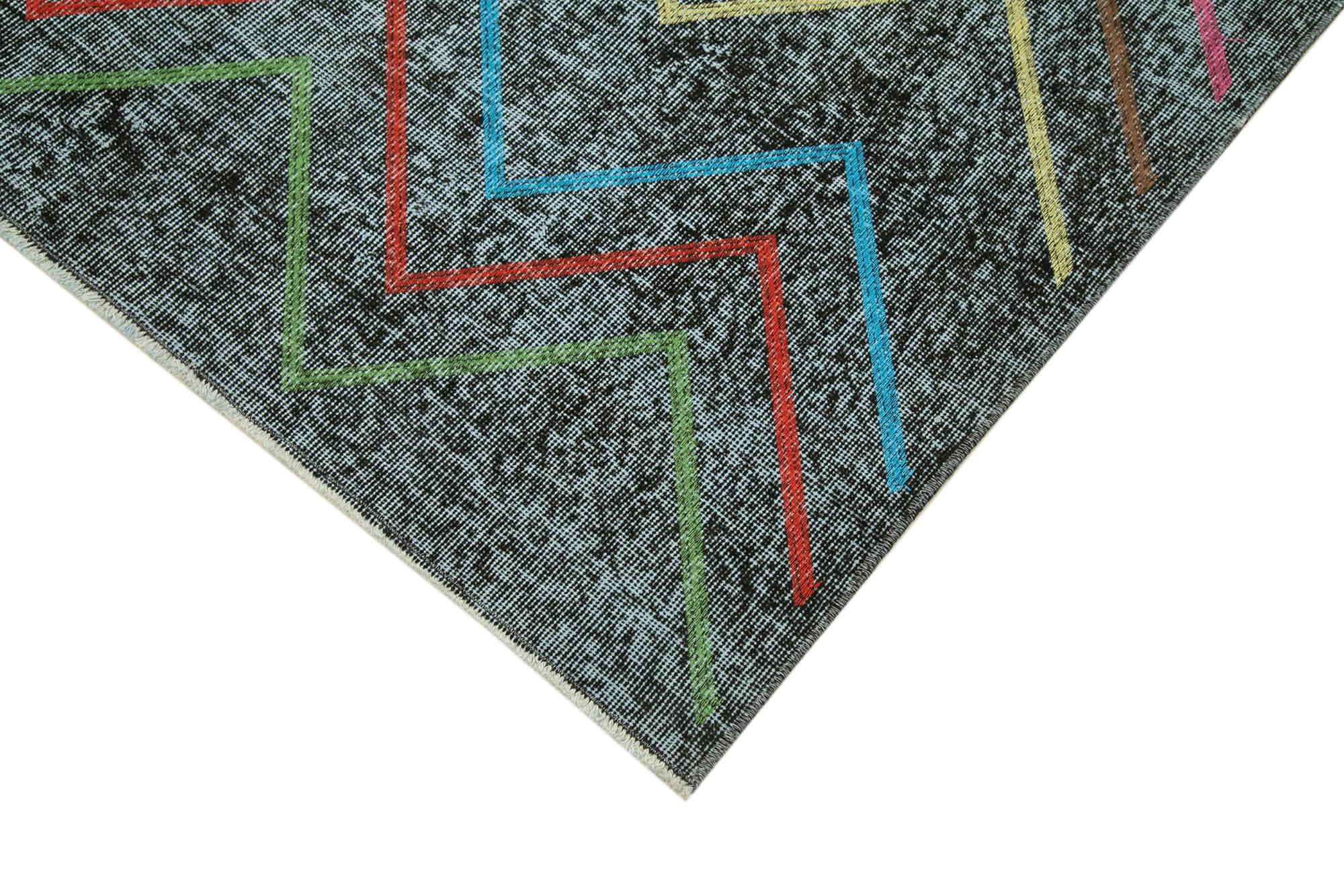Geometric Carpet Siyah Geometrik Pamuk Yün El Dokuma Halısı 147x370 Agacan