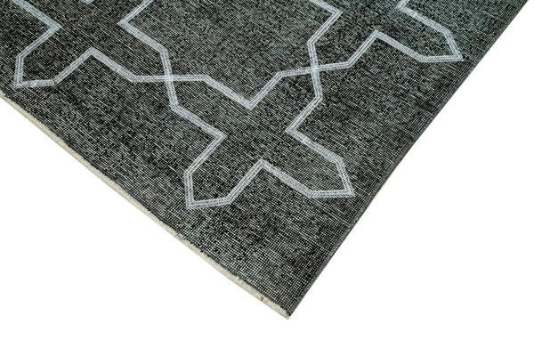 Geometric Carpet Siyah Geometrik Pamuk Yün El Dokuma Halısı 140x408 Agacan