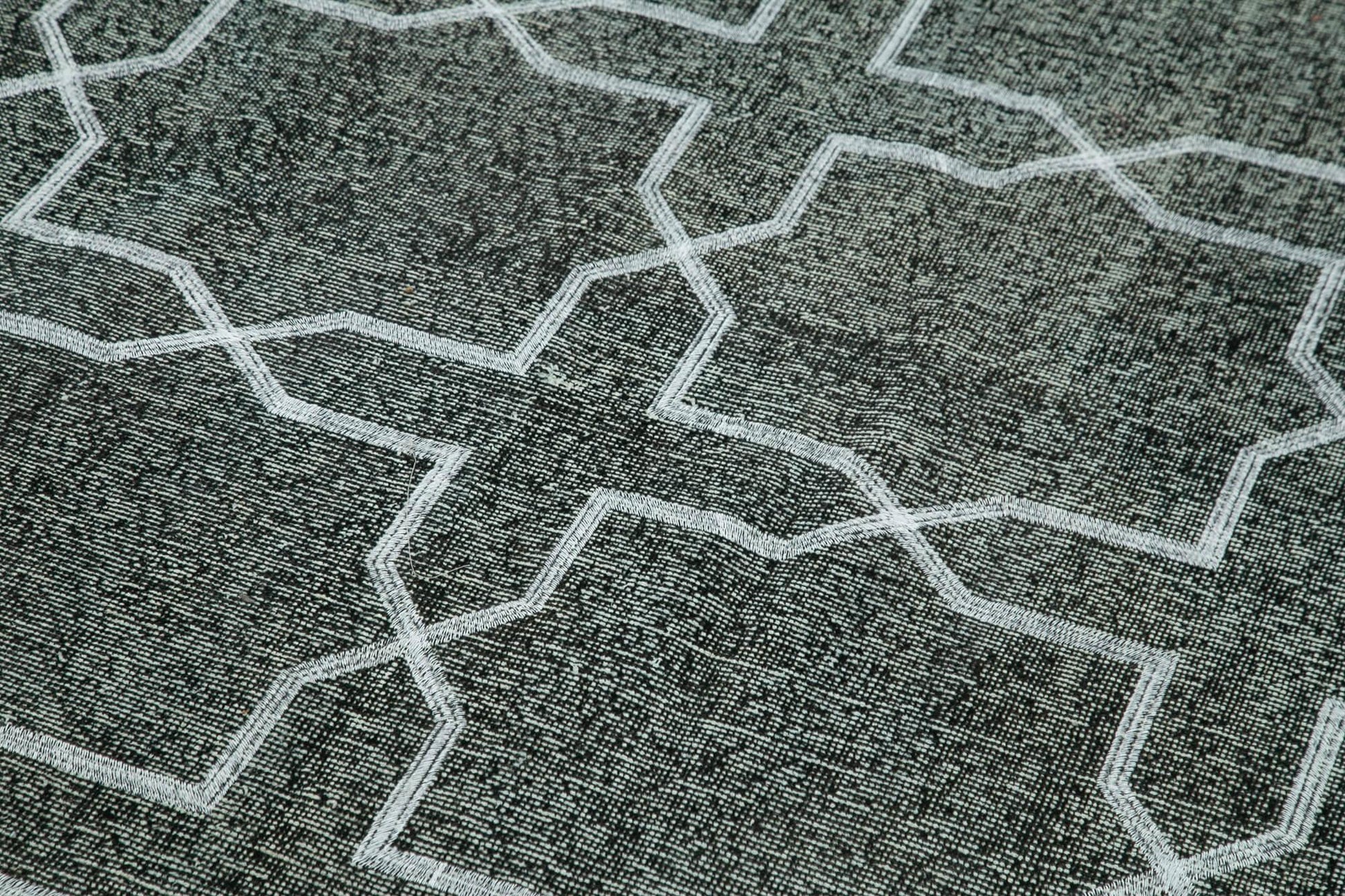 Geometric Carpet Siyah Geometrik Pamuk Yün El Dokuma Halısı 140x408 Agacan