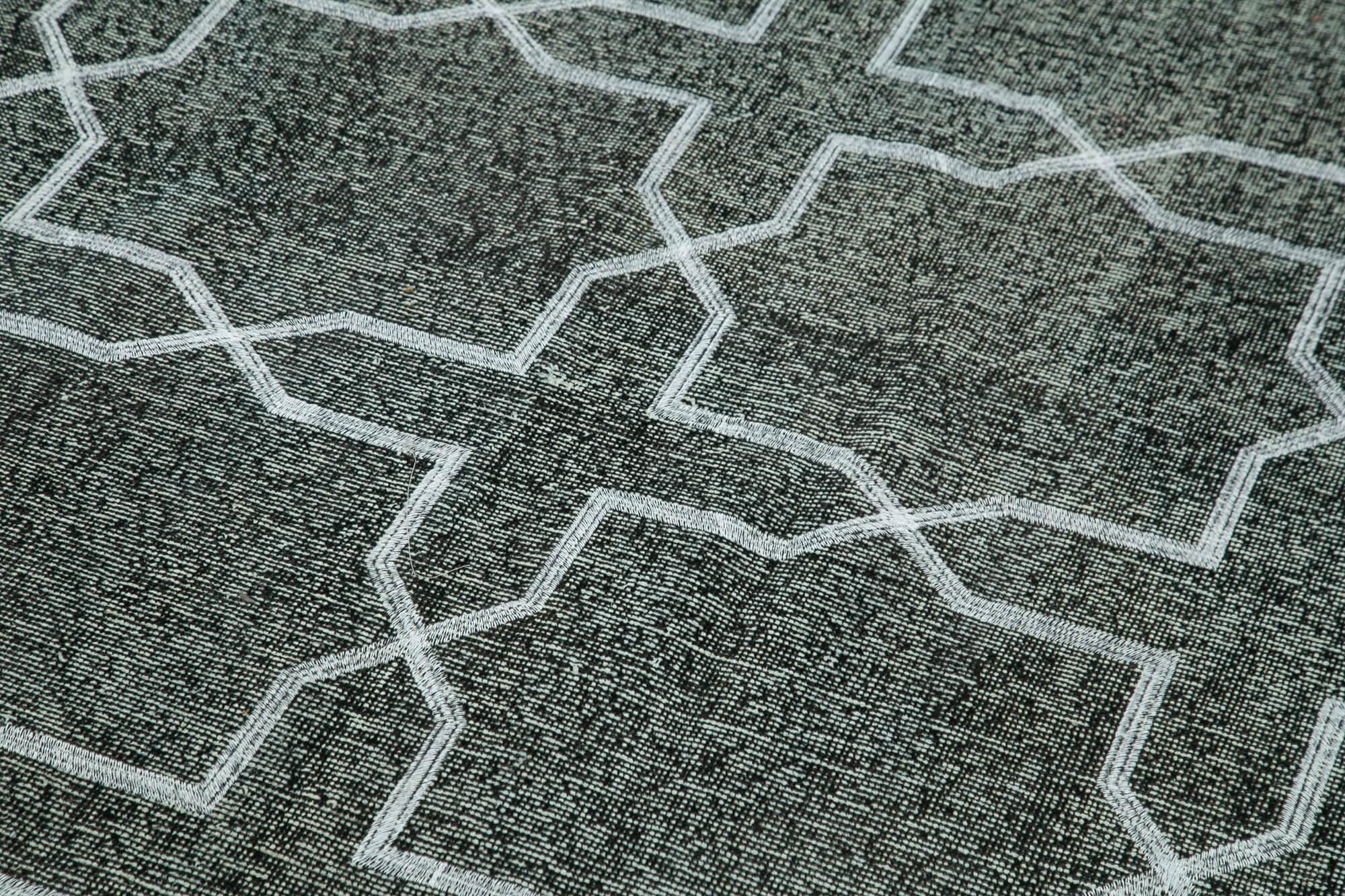 Geometric Carpet Siyah Geometrik Pamuk Yün El Dokuma Halısı 140x408 Agacan