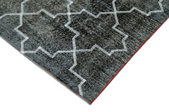 Geometric Carpet Siyah Geometrik Pamuk Yün El Dokuma Halısı 145x383 Agacan