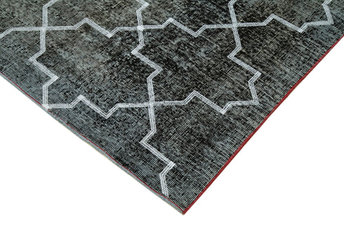 Geometric Carpet Siyah Geometrik Pamuk Yün El Dokuma Halısı 145x383 Agacan