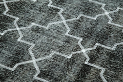 Geometric Carpet Siyah Geometrik Pamuk Yün El Dokuma Halısı 145x383 Agacan