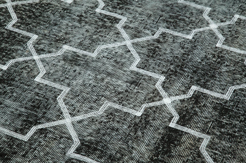 Geometric Carpet Siyah Geometrik Pamuk Yün El Dokuma Halısı 145x383 Agacan