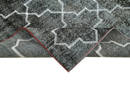 Geometric Carpet Siyah Geometrik Pamuk Yün El Dokuma Halısı 145x383 Agacan