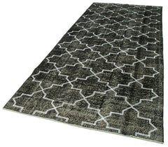 Geometric Carpet Siyah Geometrik Pamuk Yün El Dokuma Halısı 142x352 Agacan