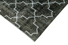 Geometric Carpet Siyah Geometrik Pamuk Yün El Dokuma Halısı 142x352 Agacan
