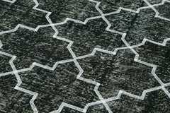 Geometric Carpet Siyah Geometrik Pamuk Yün El Dokuma Halısı 142x352 Agacan