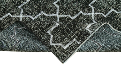 Geometric Carpet Siyah Geometrik Pamuk Yün El Dokuma Halısı 142x352 Agacan